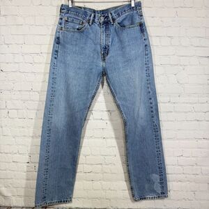 Levis 505 Jeans Mens 34x34 Regular Fit Straight Leg Light Wash Denim Pants